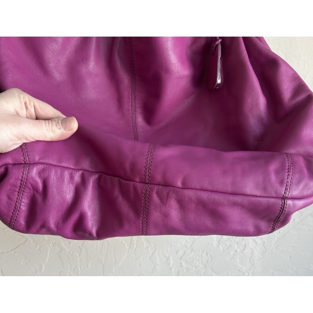 Cole Haan Parker Hobo Cornelia Shoulder Bag Large Beet Pink Purple Leather Purse - Picture 4 of 13